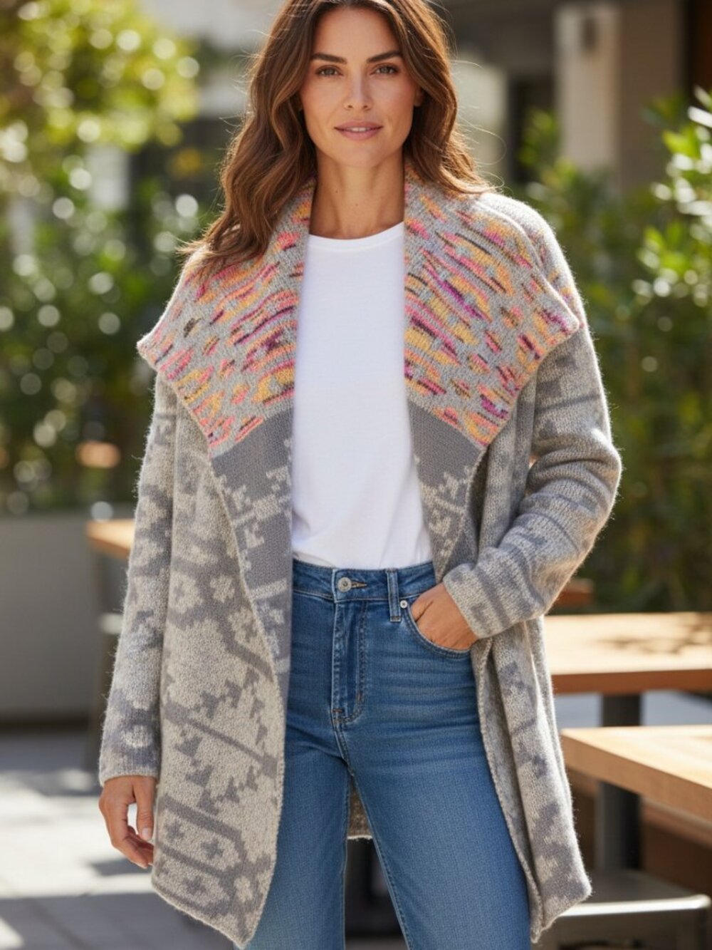 Baciano Women's Cardigan Sweater Small Navajo Aztec Southwest Tribal Open Bohon